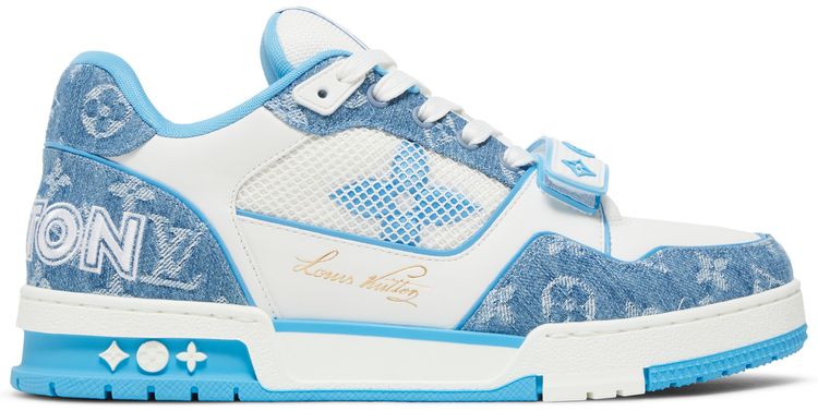 Louis Vuitton Trainer Low 'Velcro Strap - Light Blue Monogram Denim'